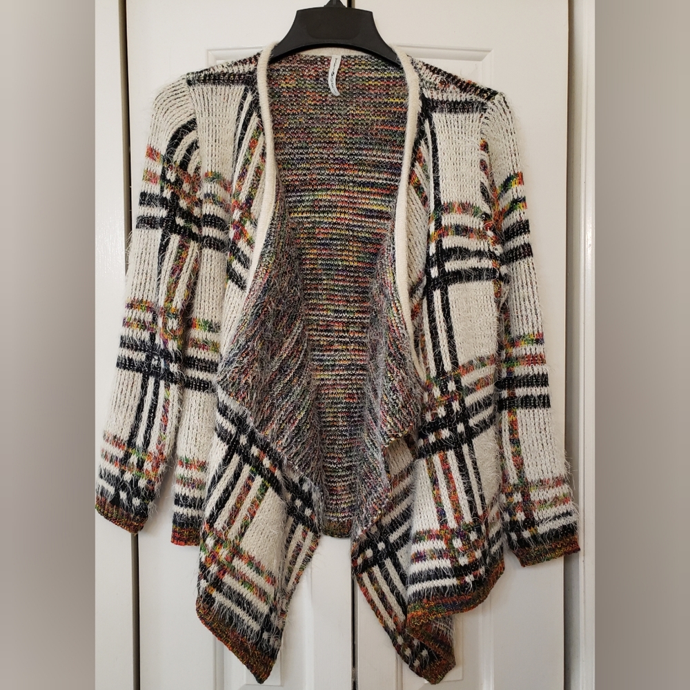 Tessori Fuzzy Fluffy Open Front Cardigan L